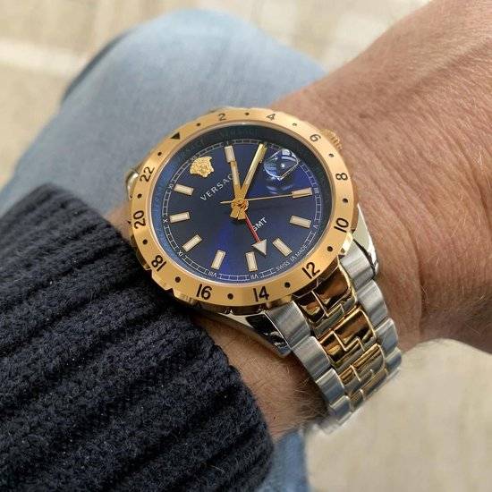 Versace Hellenyium GMT Swis Made Herenhorloge Saffier 42mm V1106 0017