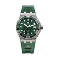 Aikon Automatic Venturer - Maurice Lacroix herenhorloge 43mm met groene wijzerplaat en rubberen band, waterdicht tot 30 ATM.
