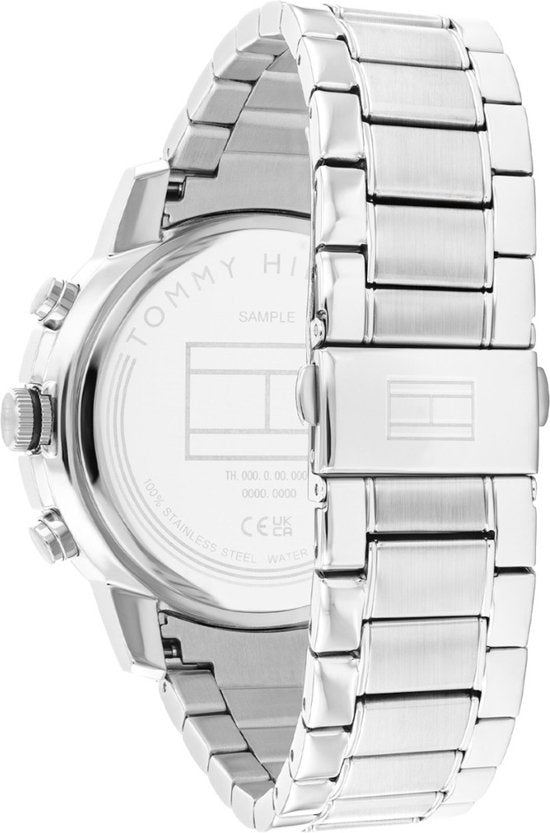 Tommy Hilfiger TH1792106 Troy Herenhorloge 46mm met roestvrijstalen schakelband en gegraveerde sluiting, ideaal voor stijlvolle mannen.