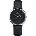 Obaku Denmark V193GM CBRB Herenhorloge 44mm met zwart-blauwe wijzerplaat en leren band, minimalistisch design voor moderne mannen.
