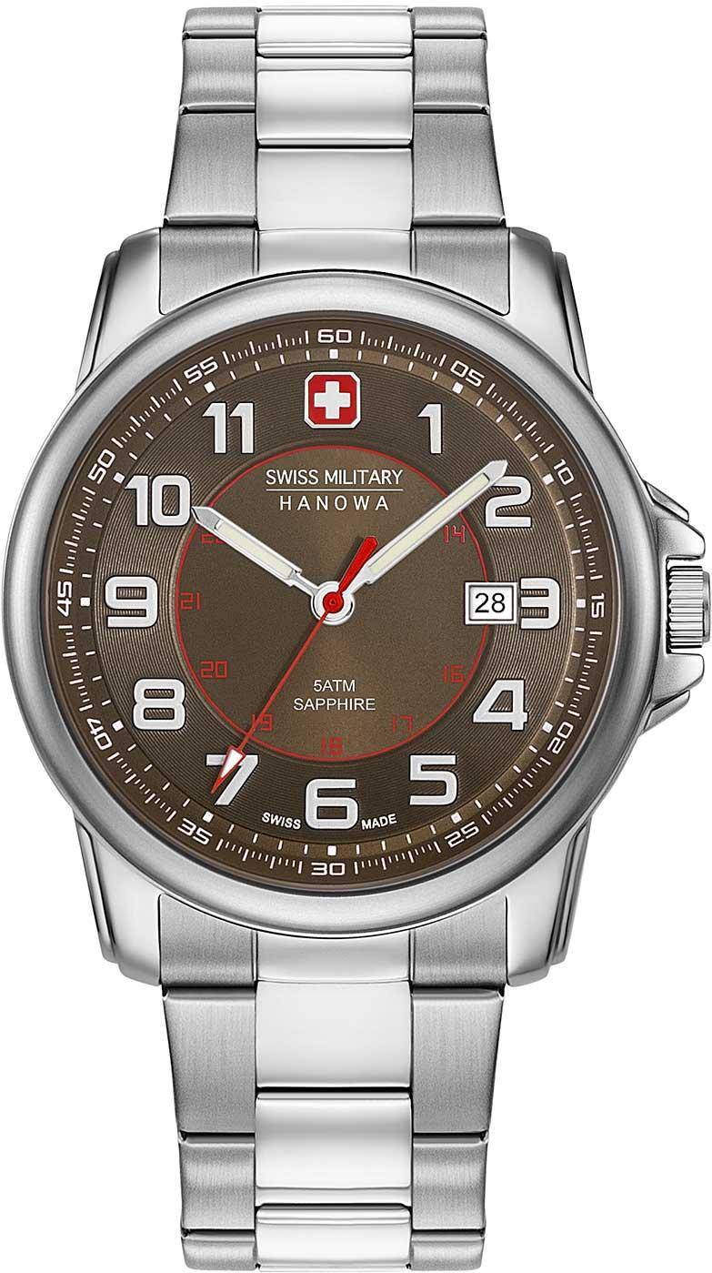 Swiss Military Hanowa SWISS GRENADIER 06-5330.04.005 herenhorloge 43mm DEMO met roestvrijstalen band en bruin wijzerplaat. Swiss Made precisie en robuust design.