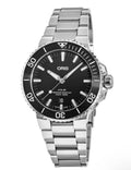 Oris Aquis Date horloge 39,5mm met zwarte wijzerplaat en roestvrijstalen band. Uniseks dames horloge, Swiss Made duikdesign.