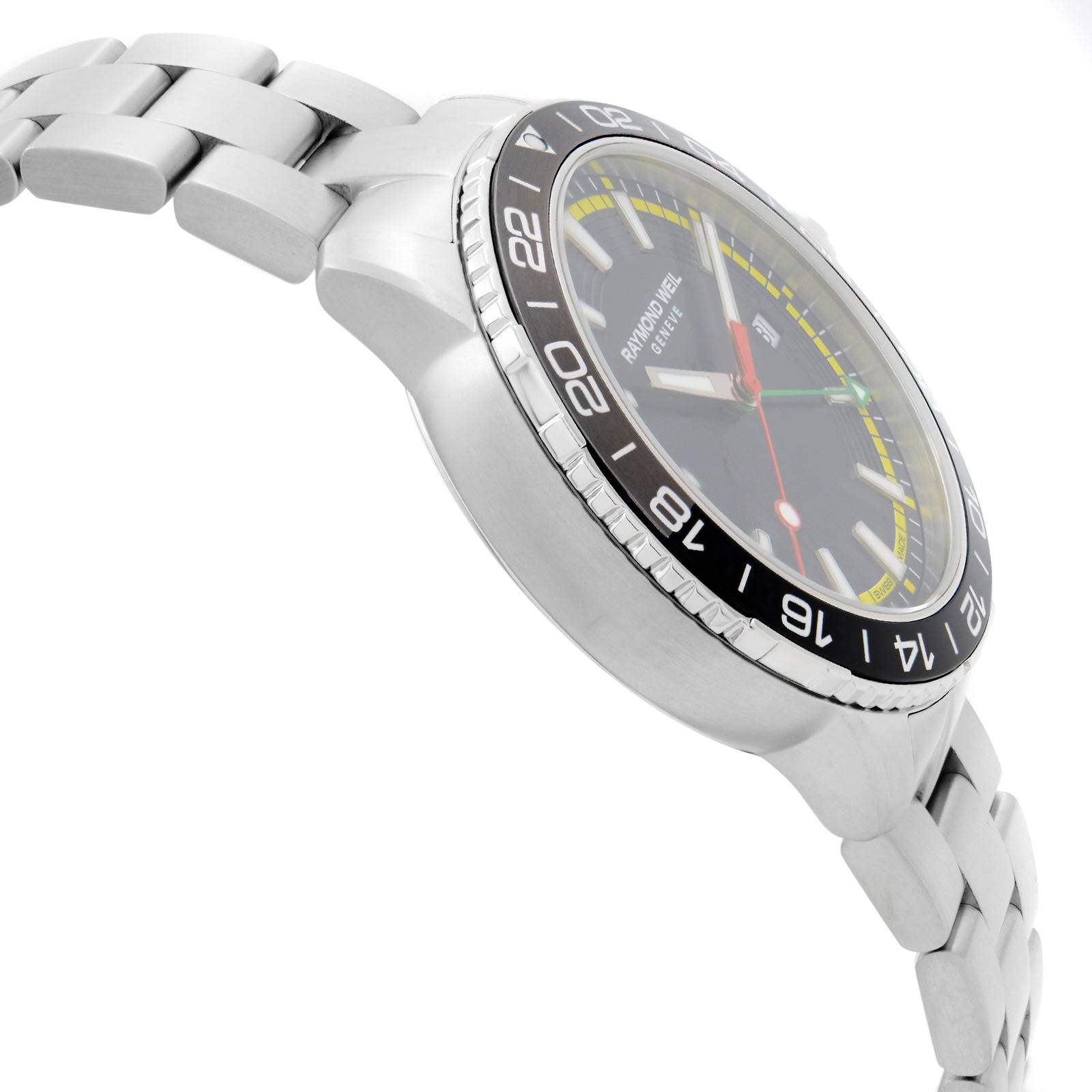 Raymond Weil horloge - Bob Marley editie met roestvrijstalen band en zwarte wijzerplaat. Tijdloos herenhorloge met Zwitsers vakmanschap.