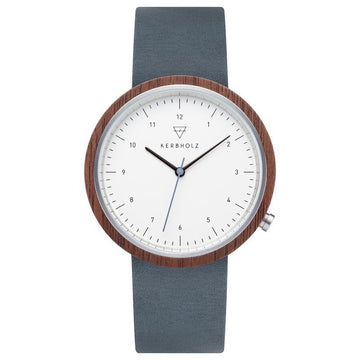 Kerbholz Heinrich Houten Horloge Walnut Slate Blue 40mm