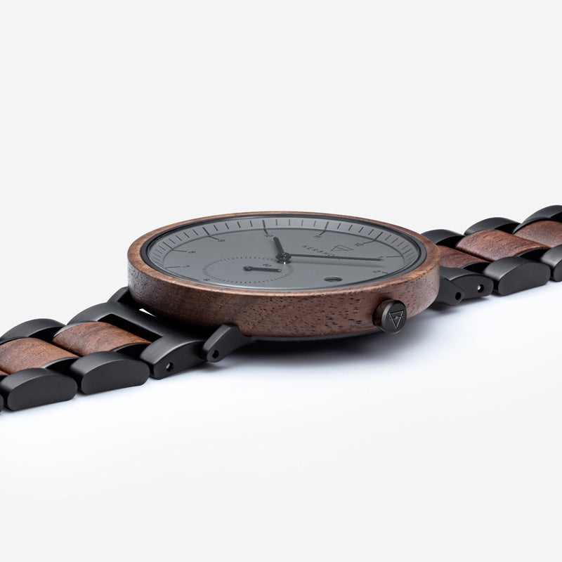 Kerbholz Anton Houten Herenhorloge Walnut Midnight Black Steel 42mm