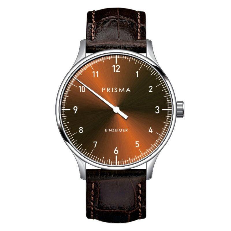 Prisma Design 'Einzeiger' Eenwijzerhorloge Bruin 40mm - horlogeoutlet.nl