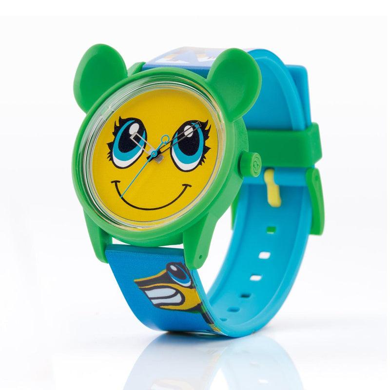 LEITMOTIV X Q&Q Smile Solar Design - Duurzaam Horloge Smiley Green - 42mm - horlogeoutlet.nl