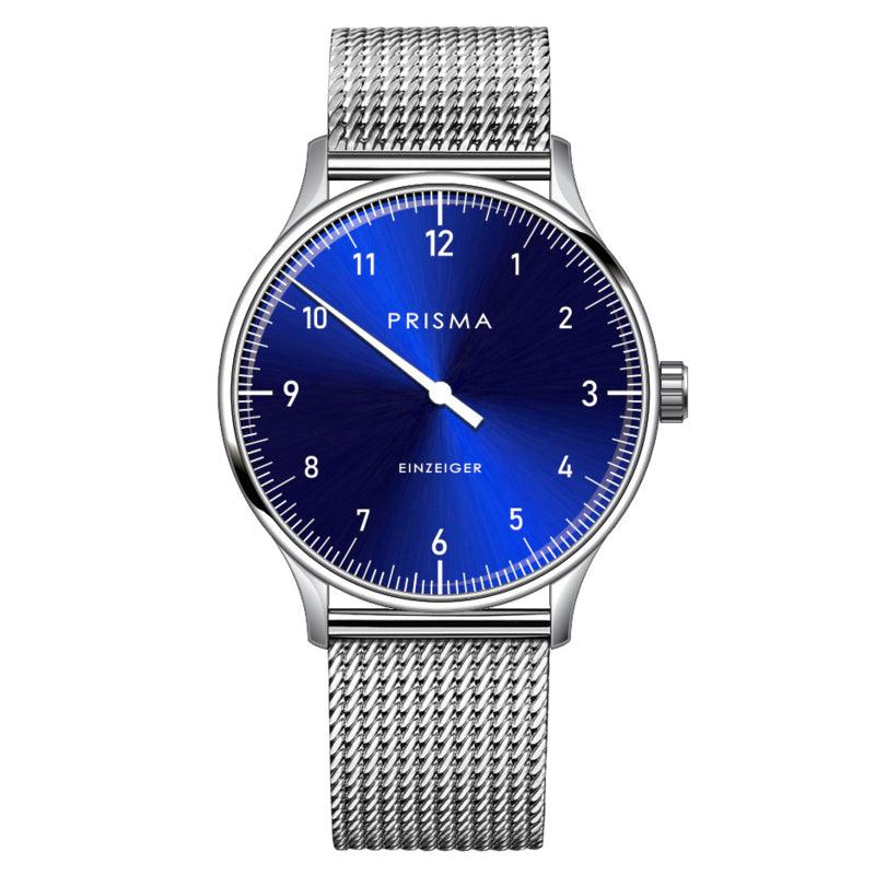 Prisma Design 'Einzeiger' Eenwijzerhorloge Blauw 40mm - horlogeoutlet.nl