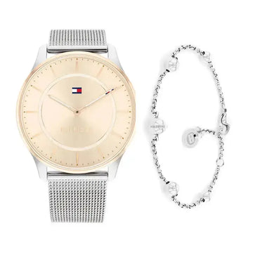 Tommy Hilfiger TH2770021 Giftset Jessi dameshorloge 40mm met zilverkleurige mesh band en bijpassende armband, stijlvol en elegant.