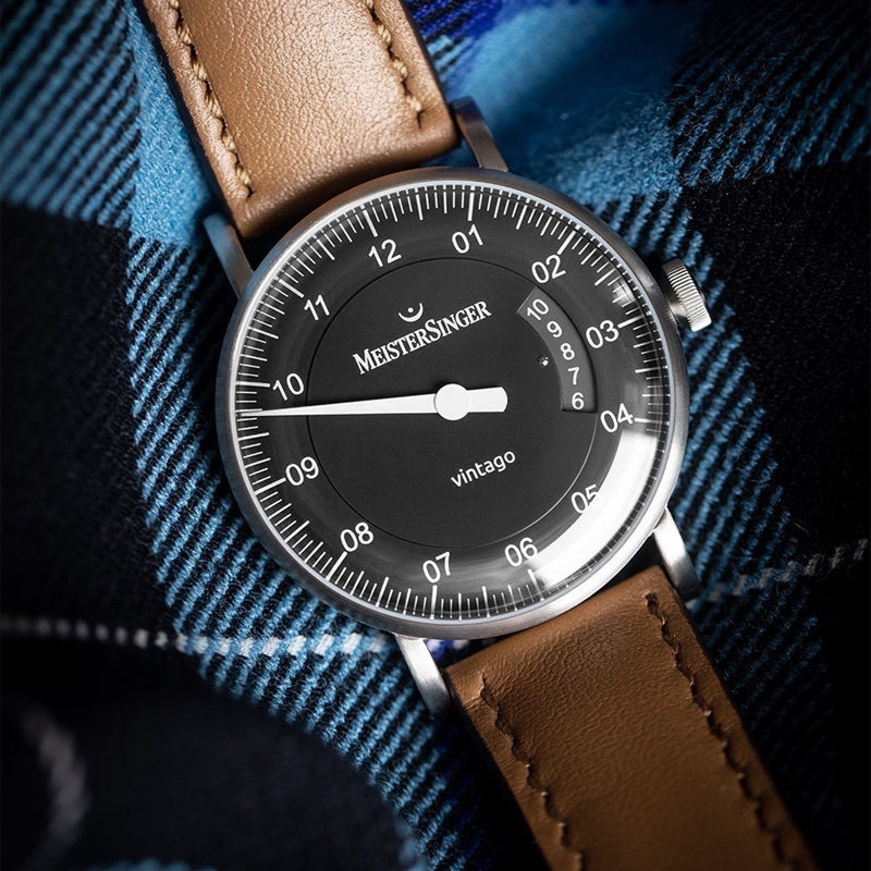 Meistersinger Vintago Horloge Automaat Zwart VT902 - 38mm