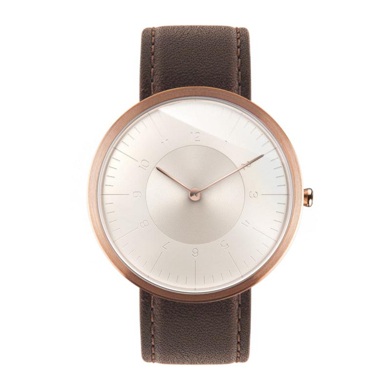 Auteur Watches Moonlight Dusk - Extra Plat Designhorloge Bruin Leer 39mm - horlogeoutlet.nl