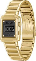 Hugo Boss Orange Thrive HU1530359 herenhorloge 30x40mm met goudkleurige metalen band en digitaal display, stijlvol voor moderne heren.