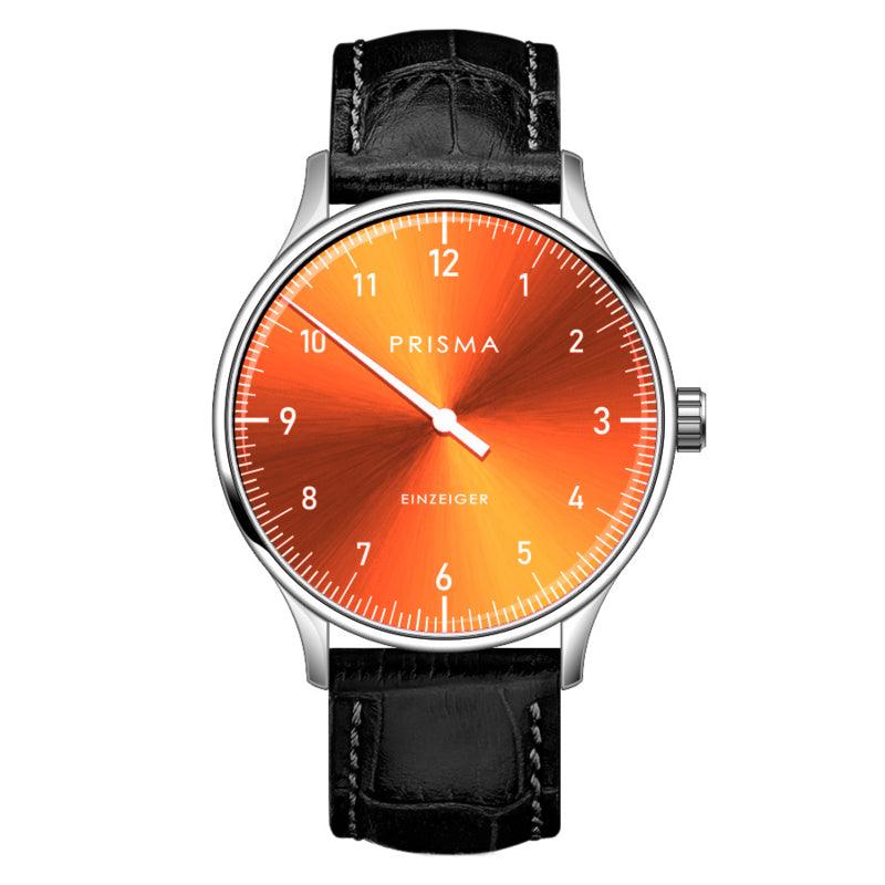 Prisma Design 'Einzeiger' Eenwijzerhorloge Oranje 40mm - horlogeoutlet.nl