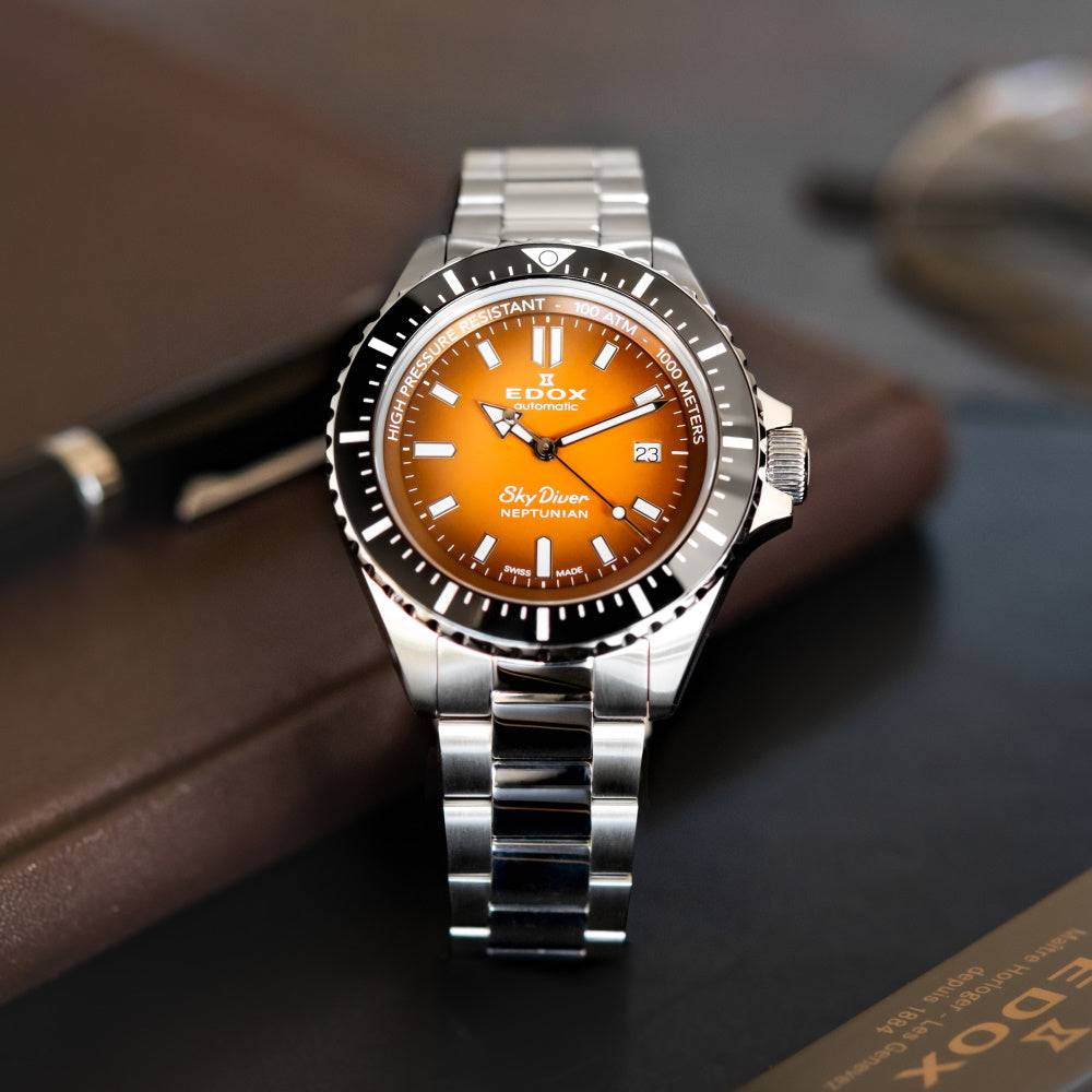 Edox Neptunian 80120-3NM-ODN Skydiver Heren Duikhorloge 44mm