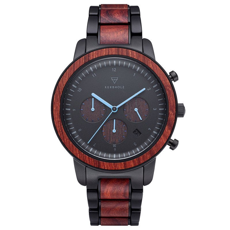 Kerbholz Maximilian Wooden Chronograph Watch Black Rosewood 44mm