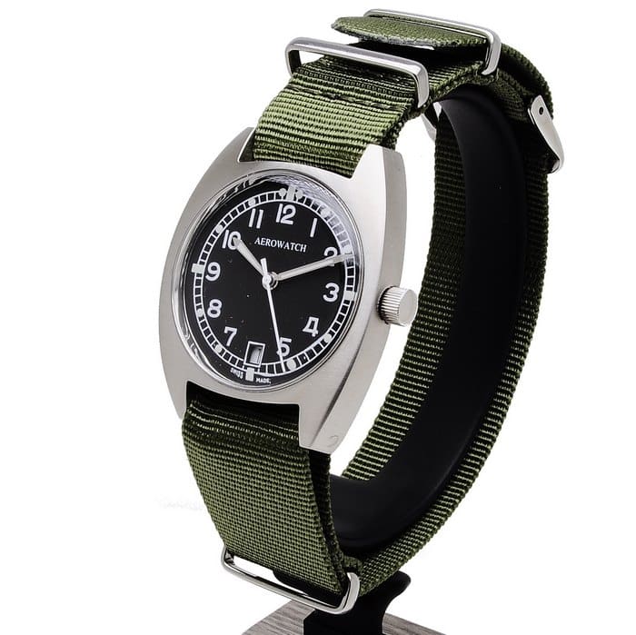 Aerowatch Unisex NATO Swiss Made Vintage Military Horloge 35 mm