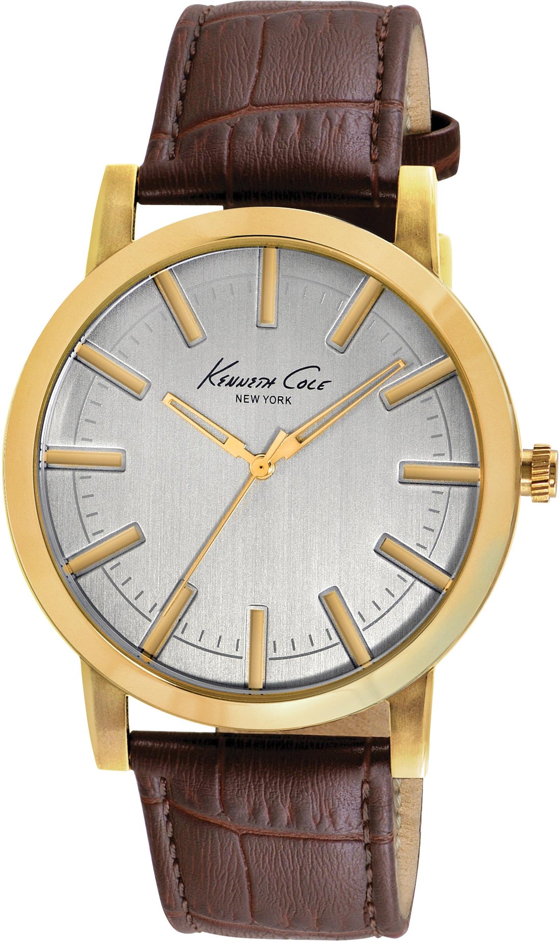 Kenneth Cole IKC8043 Herenhorloge Goudkleurig/Bruin Leer, 41-45mm