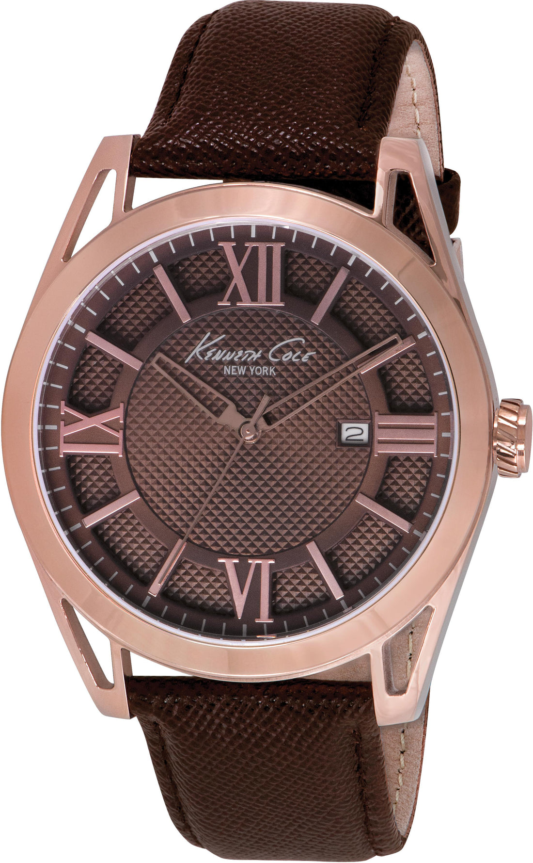 Kenneth Cole Herenhorloge - Stijlvol Roze/Goudkleurig RVS & Bruin Leer 41-45 mm