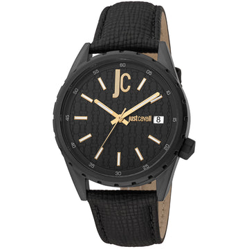 Just Cavalli Herenhorloge Zwart RVS & Leer - Tijdloze Elegantie, 41-45 mm