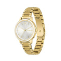 Lacoste dameshorloge - LC2001221 met goudkleurige roestvrijstalen band en zilverkleurige wijzerplaat, elegant en tijdloos design voor dames.