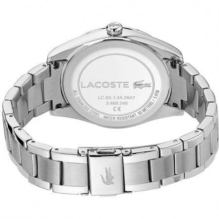 Lacoste Dameshorloge 36mm - Lacoste Parisienne met roestvrijstalen band en gegraveerde achterkant. Luxe dameshorloge voor elke gelegenheid.