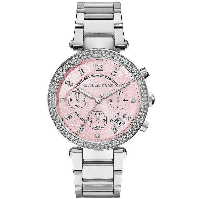 Michael Kors Dameshorloge Zilverkleurig RVS | Roze Wijzerplaat | 37-40mm