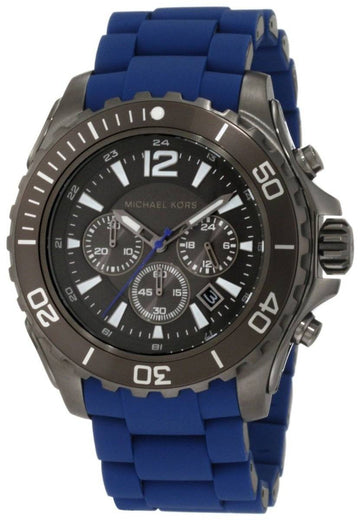 Michael Kors MK8233 Herenhorloge - Grijs RVS Kast, Blauwe RVS Band - 46-52mm