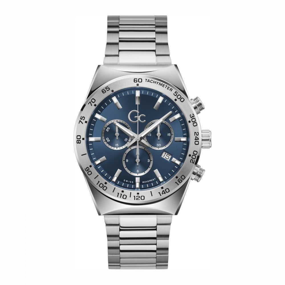 GC Herenhorloge RVS Grijs met Blauwe Wijzerplaat 41-45mm