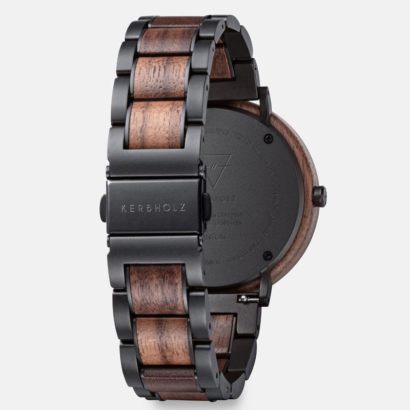 Kerbholz Anton Houten Herenhorloge Walnut Black Steel 42mm - horlogeoutlet.nl