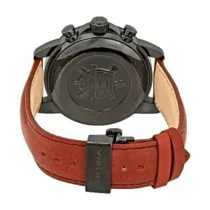 Achteraanzicht van de Certina DS Podium Herenhorloge 42mm met bruine lederen band en zwarte kast. Swiss Made kwaliteit voor stijlvolle heren.