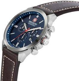 Hanowa Swiss Military CHRONO CLASSIC II 06-4332.04.003.05 herenhorloge met blauwe wijzerplaat, bruine leren band en zilverkleurige kast, 45mm DEMO.