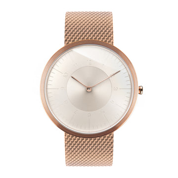 Auteur Uhren Moonlight Dusk – Extra flache Design-Uhr aus Milanaise-Roséstahl, 39 mm