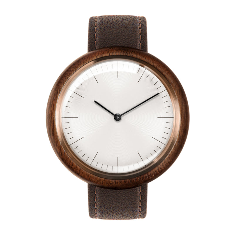 Auteur Uhren Revolution III – Schweizer Herrenuhr aus Holz, braunes Leder, 43 mm