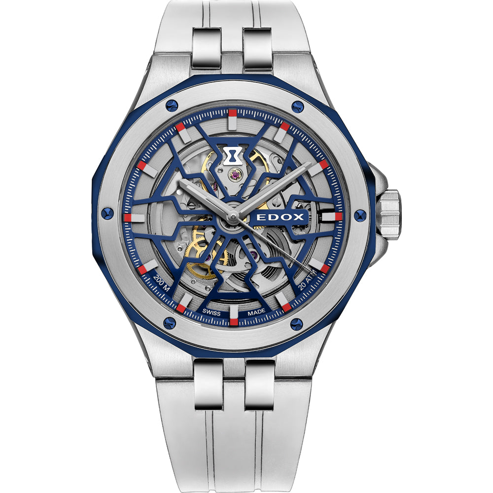 Edox Delfin Mecano Skeleton Automatic Swiss Made 43 mm Horloge