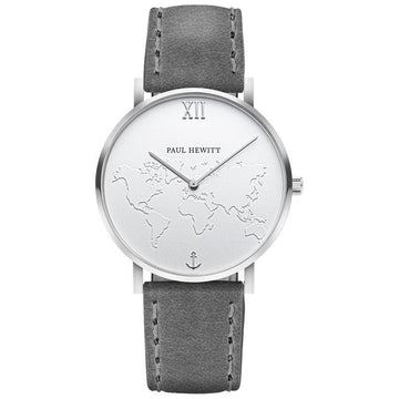 Paul Hewitt Herenhorloge Sailor Silver World Map 39mm - horlogeoutlet.nl