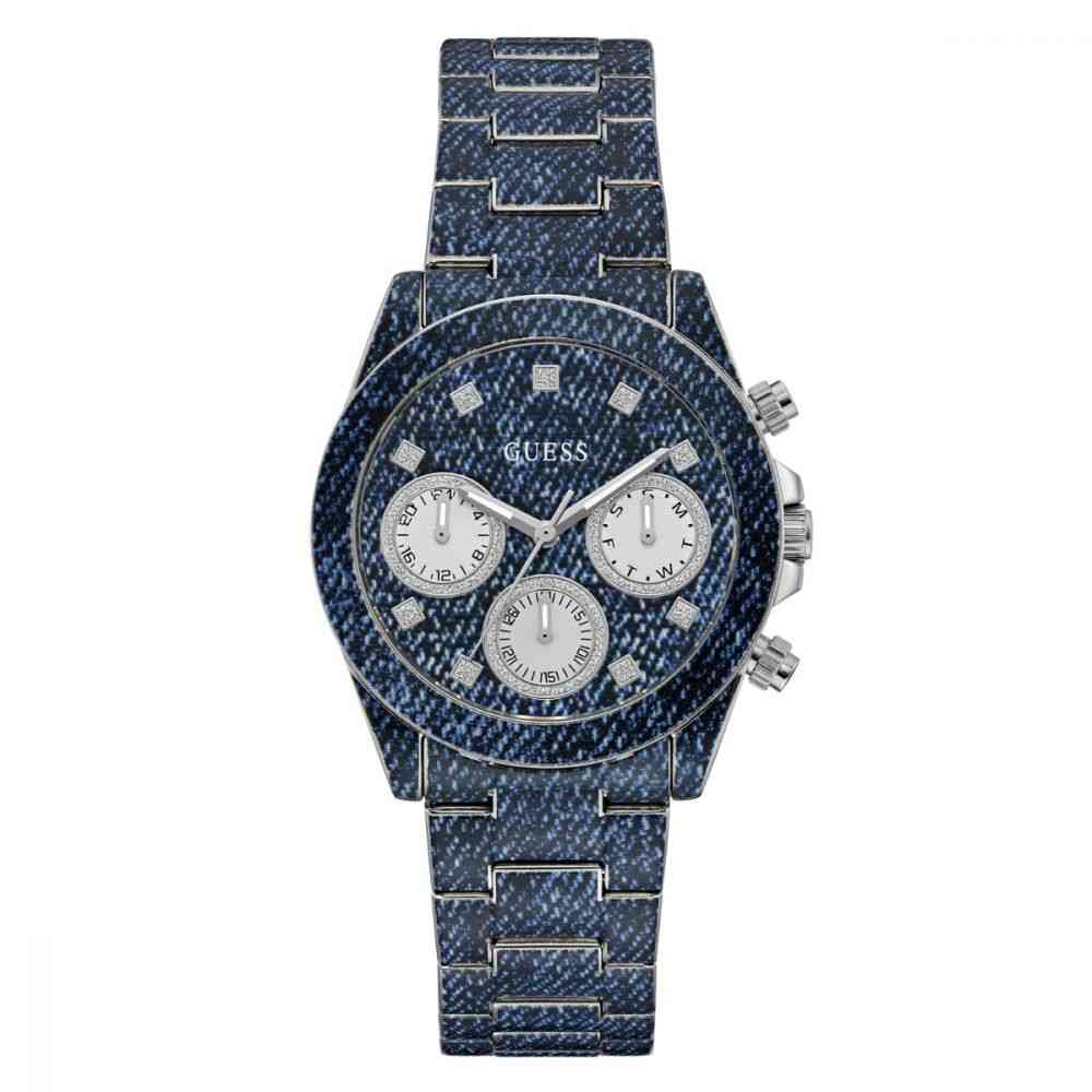 Guess Horloge GW0750L1 - Stijlvol Indigoblauw dameshorloge met 38mm kast en blauw RVS band. Quartz uurwerk en waterdicht tot 5 ATM.