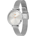 Lacoste Dameshorloge 32mm - Geneva met zilverkleurige mesh band en minimalistisch wijzerplaatontwerp. Elegant horloge voor dames.