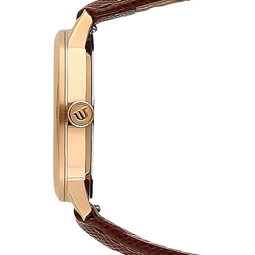Maurice Lacroix Eliros Dameshorloge 30mm met roségouden kast en bruine lederen band, elegant Swiss Made dameshorloge voor elke gelegenheid.