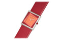 Dameshorloge Rolf Cremer Yess 34mm met vierkante rode wijzerplaat en rood leren bandje. Stijlvolle accessoire voor moderne vrouwen.