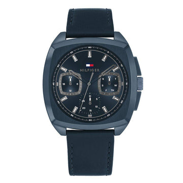 Tommy Hilfiger TH1710558 APOLLO Herenhorloge 41mm met zwarte leren band en multifunctionele wijzerplaat. Stijlvol horloge voor herenmode.