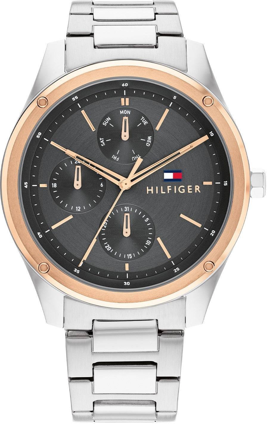 Tommy Hilfiger TH1710541 herenhorloge 43mm met roestvrijstalen band en roségouden bezel, stijlvolle accessoire voor moderne heren.